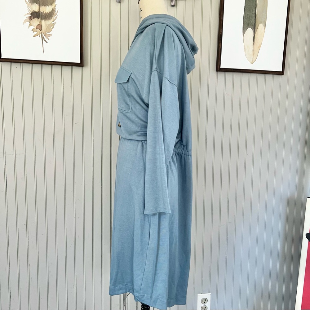 Soft Surroundings Spring Blue Shirt Dress with a gathered waist Size 1X - Picture 5 of 10
